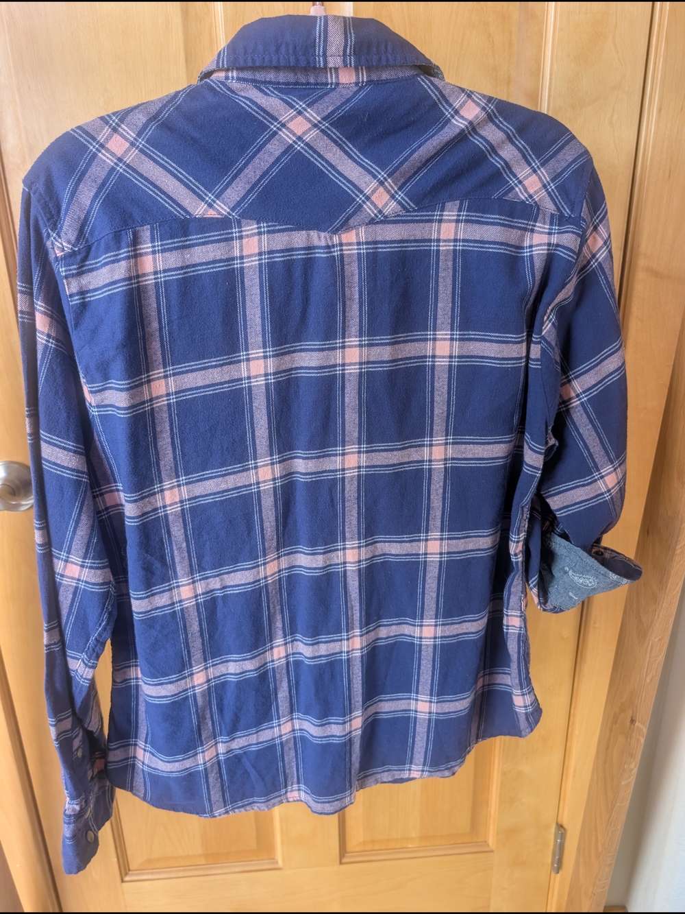 JACHS Girlfriend Navy and Pink Plaid Snap-Front Shirt - Picture 8 of 9